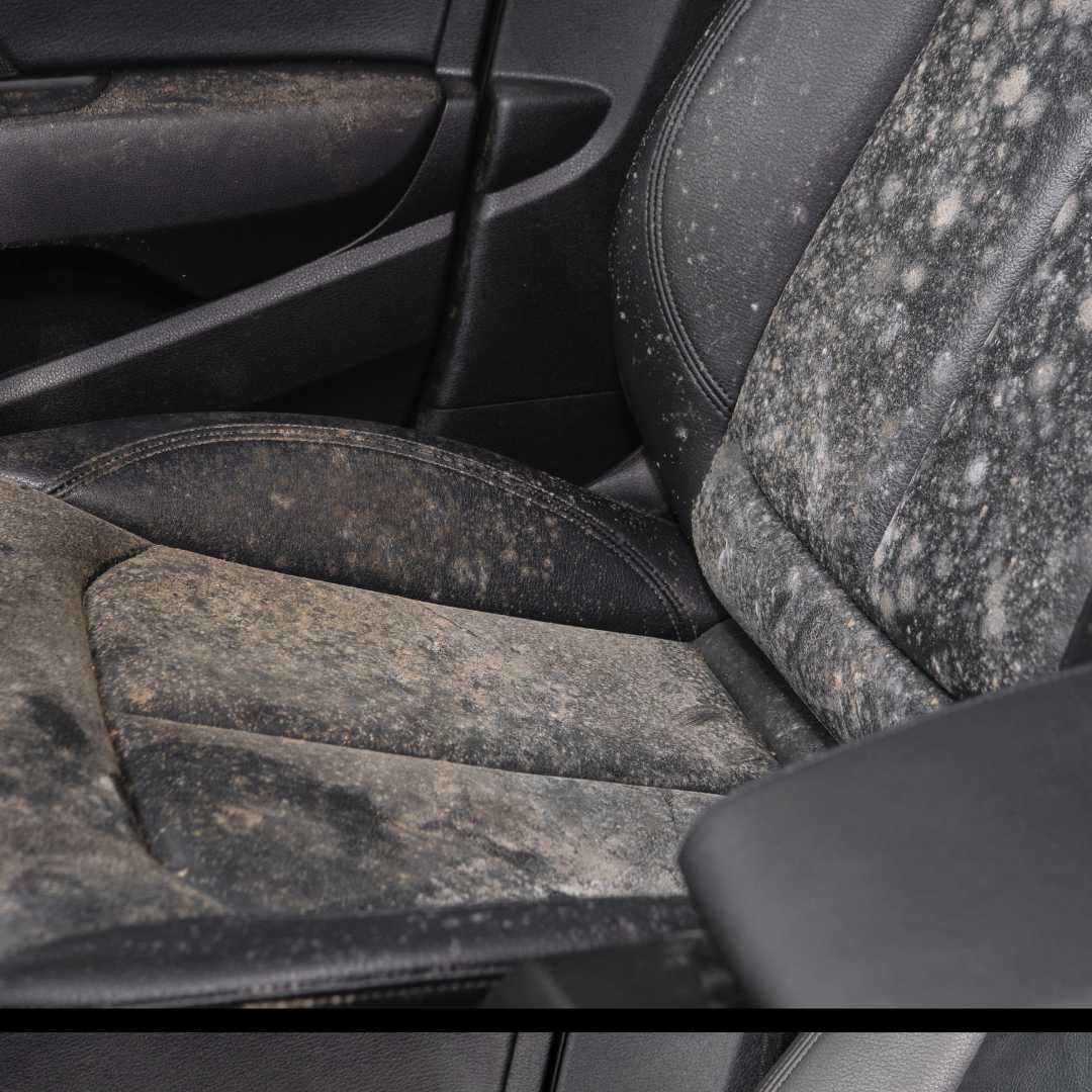 Customer car interior covered in dust and stains before a Gloss Boss interior detail