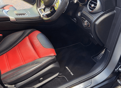 Mercedes AMG cabin with red leather seats freshly detailed by Gloss Boss