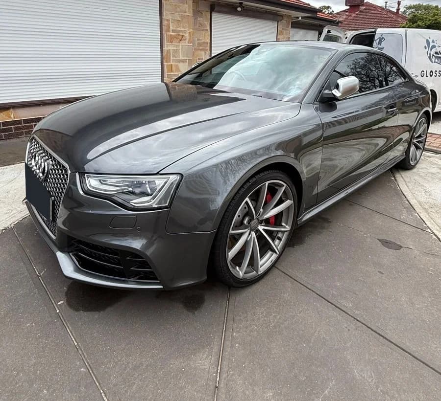 Grey Audi RS5 showing the detailed exterior and wheels