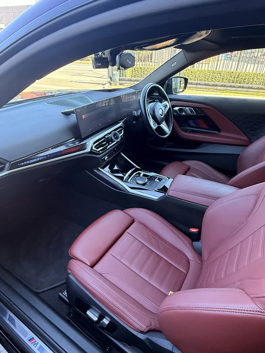 BMW red leather cabin and dashboard